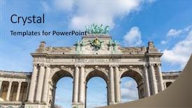  Presentation with brussels - PPT theme consisting of brussels triumphal arch mounument background and a light blue colored foreground