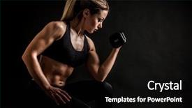  Presentation with brutal strong bodybuilder athletic fitness - Audience pleasing slide deck consisting of brutal athletic woman pumping up backdrop and a black colored foreground