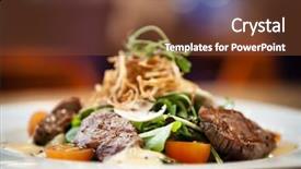  Presentation with tenderloin - Presentation design having brutus salad with beef tenderloin served on a plate background and a tawny brown colored foreground