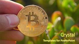  Presentation with bitcoin - Beautiful PPT theme featuring btc coin in sunny garden backdrop and a tawny brown colored foreground