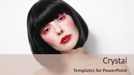  Presentation with haircut - Amazing theme having btob - young beautiful woman with fancy backdrop and a soft green colored foreground