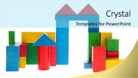  Presentation with bright colorful candy isolated - Audience pleasing PPT theme consisting of btoc - building from colorful wooden blocs backdrop and a arctic colored foreground