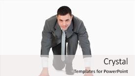  Presentation with chaine de blocs - Presentation theme having btoc - businessman in the starting blocs background and a  colored foreground