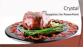  Presentation with roast beef - Audience pleasing presentation design consisting of btoc - roast red beef meat bbq backdrop and a  colored foreground