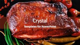  Presentation with roast beef - Presentation design featuring btoc - roast red beef meat bbq background and a  colored foreground