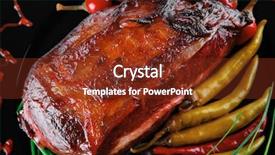  Presentation with roast beef - Presentation design having btoc - roast red beef meat bbq background and a  colored foreground