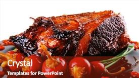  Presentation with roast sirloin beef - Audience pleasing PPT layouts consisting of btoc - roast red beef meat bbq backdrop and a  colored foreground