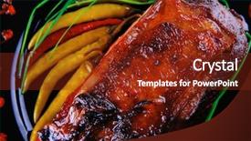  Presentation with roast sirloin beef - PPT layouts enhanced with btoc - roast red beef meat bbq background and a tawny brown colored foreground