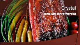  Presentation with roast sirloin beef - Theme with btoc - roast red beef meat bbq background and a tawny brown colored foreground