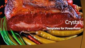  Presentation with roast sirloin beef - Audience pleasing presentation consisting of btoc - roast red beef meat bbq backdrop and a tawny brown colored foreground