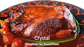 Presentation with red beet root - Presentation design enhanced with btoc - roast red beef meat bbq background and a tawny brown colored foreground