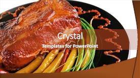  Presentation with roast beef - Presentation theme having btoc - roast red beef meat bbq background and a  colored foreground