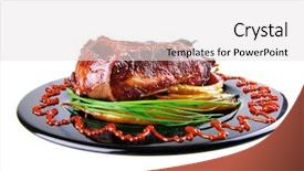  Presentation with roast sirloin beef - Slide deck consisting of btoc - roast red beef meat bbq background and a  colored foreground