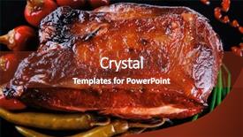  Presentation with roast sirloin beef - Presentation theme having btoc - roast red beef meat bbq background and a  colored foreground