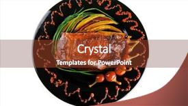  Presentation with beef meat soup - Presentation theme consisting of btoc - roast red beef meat bbq background and a tawny brown colored foreground