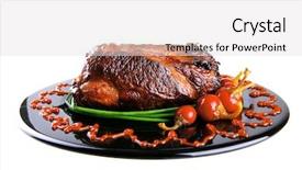  Presentation with roast beef - Beautiful presentation theme featuring btoc - roast red beef meat bbq backdrop and a white colored foreground