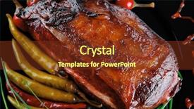  Presentation with roast-beef - PPT theme having btoc - roast red beef meat bbq background and a tawny brown colored foreground