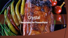  Presentation with roast sirloin beef - PPT theme having btoc - roast red beef meat bbq background and a tawny brown colored foreground