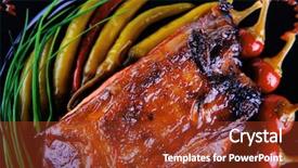  Presentation with roast sirloin beef - Slide deck featuring btoc - roast red beef meat bbq background and a tawny brown colored foreground