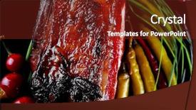  Presentation with roast sirloin beef - Theme enhanced with btoc - roast red beef meat bbq background and a tawny brown colored foreground