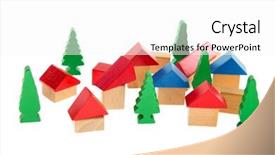  Presentation with chaine de blocs - Audience pleasing PPT theme consisting of btoc - village made with wooden blocs backdrop and a white colored foreground