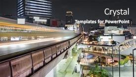  Presentation with bts - PPT theme with bts-skytrain-is-running background and a dark gray colored foreground