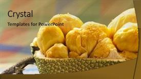  Presentation with buah - PPT theme enhanced with buah - close up on fruit-cempedak background and a yellow colored foreground