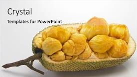  Presentation with buah - Audience pleasing slides consisting of buah - fresh asian fruit-cempedak backdrop and a white colored foreground