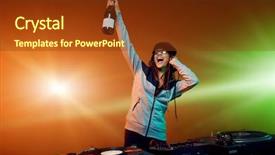  Presentation with music vinyl - Slide deck with sound bubbles - nightclub dj party with bubbly background and a  colored foreground