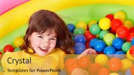  Presentation with community service happy volunteer group - Slides with bubble fun - happy little girl in group background and a yellow colored foreground