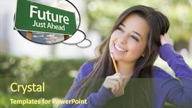  Presentation with renewable energy green future - Slide deck featuring future just ahead green road background and a tawny brown colored foreground