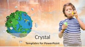  Presentation with soap - Beautiful slide set featuring bubbles by low poly earth backdrop and a lemonade colored foreground