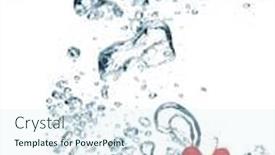  Presentation with currant - Colorful theme enhanced with bubbles forming in blue water after red currant is dropped into it backdrop and a sky blue colored foreground