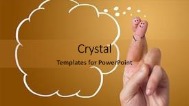  Presentation with colorful finger painted hands - Theme having bubbles smileys - painted finger smiley with copyspace background and a gold colored foreground