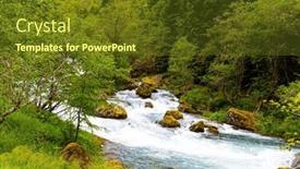  Presentation with mountain stream - PPT theme featuring bubbling-mountain-stream-of-cold background and a tawny brown colored foreground