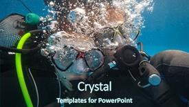 Presentation with divers - Presentation theme with buble - portrait of full equiped divers background and a  colored foreground