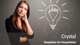  Presentation with light sign - Presentation theme enhanced with buble - pretty young girl comming up background and a dark gray colored foreground