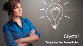  Presentation with pretty girl - Colorful slides enhanced with buble - pretty young girl comming up backdrop and a dark gray colored foreground