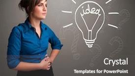  Presentation with light sign - Slide deck having buble - pretty young girl comming up background and a dark gray colored foreground