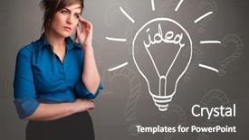  Presentation with light sign - Cool new presentation design with buble - pretty young girl comming up backdrop and a dark gray colored foreground