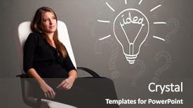  Presentation with light sign - Beautiful PPT layouts featuring buble - pretty young girl comming up backdrop and a dark gray colored foreground