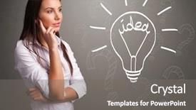  Presentation with light sign - Slide deck consisting of buble - pretty young girl comming up background and a gray colored foreground