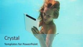  Presentation with swimming pool - Cool new PPT theme with buble - woman using a tablet pc backdrop and a arctic colored foreground