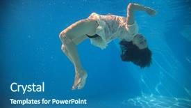  Presentation with swimming pool - Presentation theme enhanced with buble - woman wearing a white dress background and a ocean colored foreground