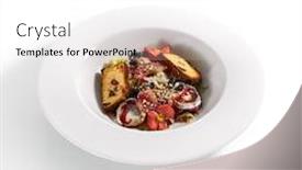  Presentation with french bakery - Amazing slide deck having buche-de-chevre-with-stewed backdrop and a white colored foreground