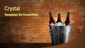  Presentation with brick wall - Amazing theme having bucket - brown glass bottles of beer backdrop and a tawny brown colored foreground