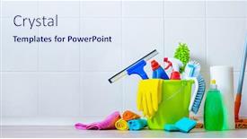  Presentation with bathroom - Beautiful slides featuring bucket-of-cleaning-supplies backdrop and a sky blue colored foreground