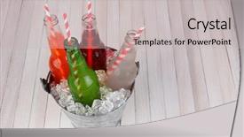  Presentation with wood rustic - Amazing slide set having bucket of soda bottles shot backdrop and a light gray colored foreground