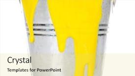  Presentation with paint bucket - PPT layouts having bucket of yellow paint isolated background and a  colored foreground