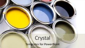  Presentation with color coklat susu - Beautiful theme featuring bucket paint - background color cans backdrop and a mint green colored foreground